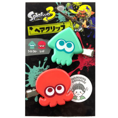 Japan Splatoon Hair Clip Set of 2 - Squid Green × Octopus Red