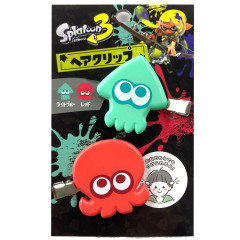 Japan Splatoon3 Hair Clip Set of 2 - Squid Green × Octopus Red