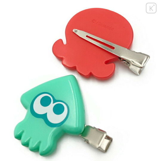Japan Splatoon3 Hair Clip Set of 2 - Squid Green × Octopus Red - 2