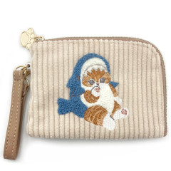 Japan Mofusand Accessory Pouch with Reel - Cat / Shark