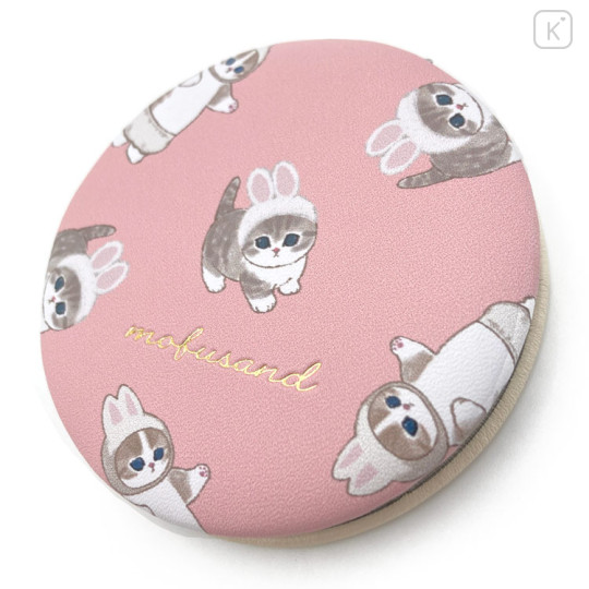 Japan Mofusand Embroidery 2-sided Compact Mirror - Cat / Rabbit - 1
