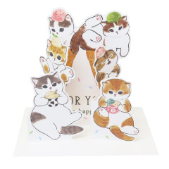 Japan Mofusand 3D Greeting Card - Cat / Ice Cream / Have A Happy Day