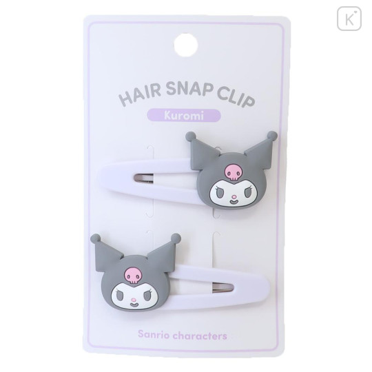 Japan Sanrio Hair Clip Set of 2 - Kuromi / Smile - 1