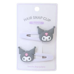 Japan Sanrio Hair Clip Set of 2 - Kuromi / Smile