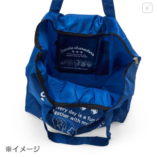 Japan Sanrio Large Folding Zipper Tote Bag - Black - 4