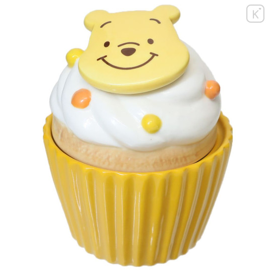 Japan Disney Storage Container Canister - Winnie The Pooh / Cupcake - 1