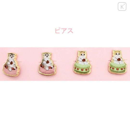 Japan Mofusand Earrings & Hair Tie - Cat / Macaron & Choco - 2