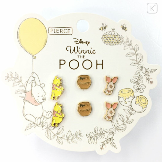 Japan Disney Ear Rings - Pooh & Piglet / Hunny - 1