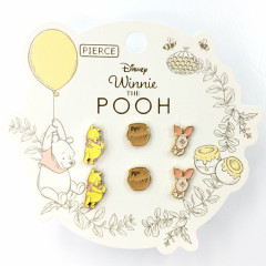 Japan Disney Ear Rings - Pooh & Piglet / Hunny