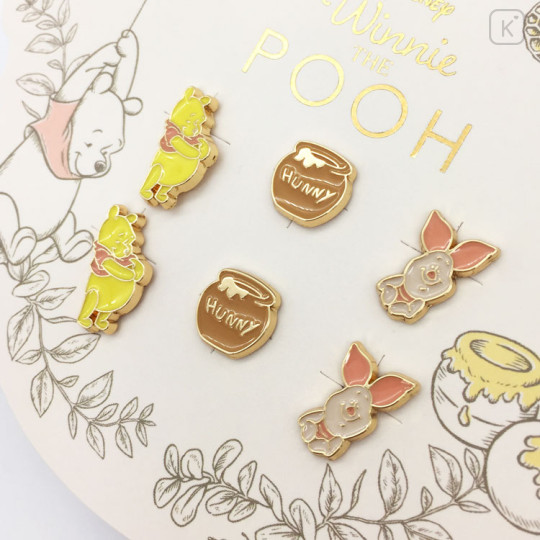 Japan Disney Earrings - Pooh & Piglet / Hunny - 2