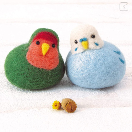 Japan Hamanaka Wool Needle Felting Kit - Rosy Lovebird & Budgerigar - 1