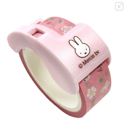 Japan Miffy Rib bon Bon Washi Masking Tape & Cutter - Pink Flora - 1