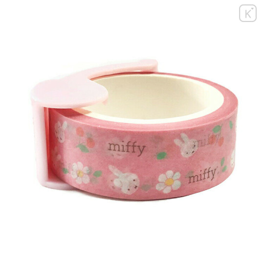 Japan Miffy Rib bon Bon Washi Masking Tape & Cutter - Pink Flora - 2