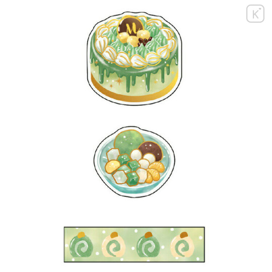 Japan Kamio Sticker - Matcha Parfait Decoration & Dessert / Gold Foil - 2