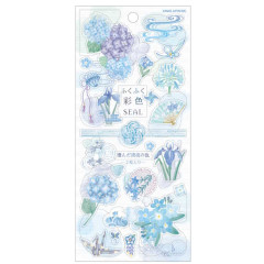 Japan Kamio Sticker Set of 2 - Hydrangea Macrophylla / Blue Flower