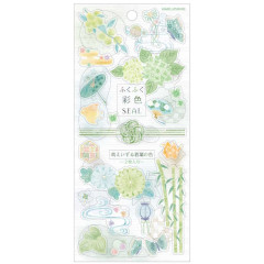 Japan Kamio Sticker Set of 2 - Leaf / Green Flower