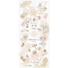 Japan Kamio Sticker Set of 2 - Soft Light Color / Beige Flower