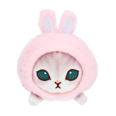 Japan Mofusand Mini Fluffy Plush Toy - Cat / Pink Rabbit