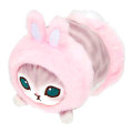 Japan Mofusand Mini Fluffy Plush Toy - Cat / Pink Rabbit - 2