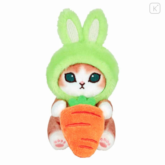 Japan Mofusand Monitor Plush Toy - Brown Cat / Rabbit & Carrot - 1