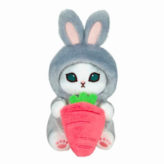 Japan Mofusand Monitor Plush Toy - Grey Cat / Rabbit & Carrot