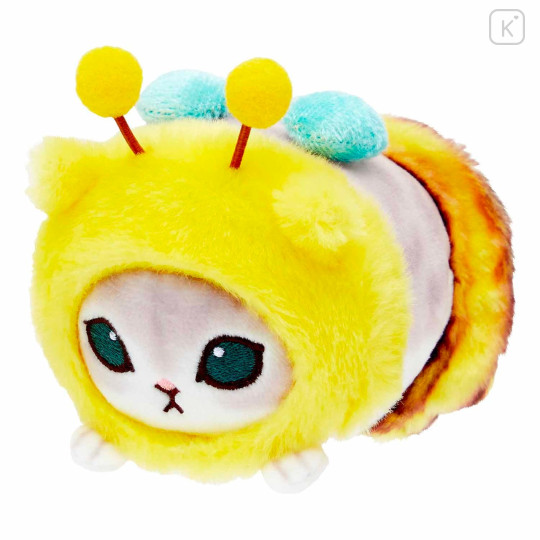 Japan Mofusand Mini Fluffy Plush Toy - Grey Cat / Bee - 1