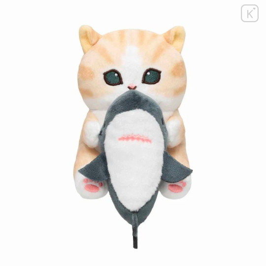 Japan Mofusand Monitor Plush Toy - Brown Cat : Hug Shark - 1