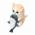 Japan Mofusand Monitor Plush Toy - Brown Cat : Hug Shark - 3