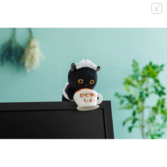 Japan Mofusand Monitor Plush Toy - Black Cat : Take A Break Coffee - 2