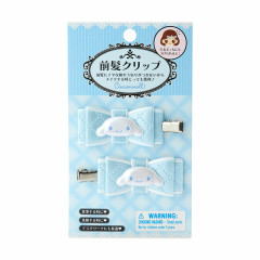 Japan Sanrio Original Hair Bangs Clip 2pcs Set - Cinnamoroll / Quilt Ribbon