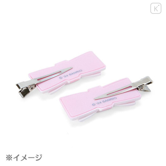 Japan Sanrio Original Hair Bangs Clip 2pcs Set - Kuromi / Quilt Ribbon - 4
