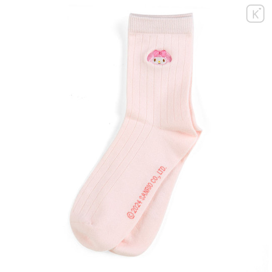 Japan Sanrio Original Embroidery Socks - My Melody - 1