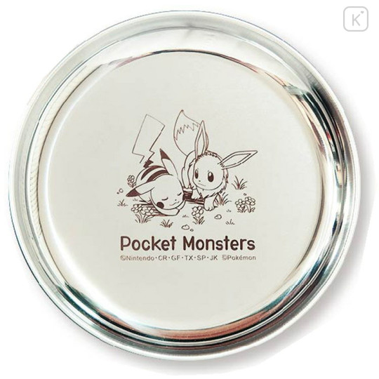 Japan Pokemon Stainless Small Plate - Pikachu & Eevee - 1