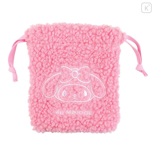 Japan Sanrio Mini Fluffy Drawstring Bag - My Melody - 1