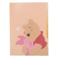 Japan Disney 5 Pockets A4 Index Holder - Pooh & Piglet / Hug Orange