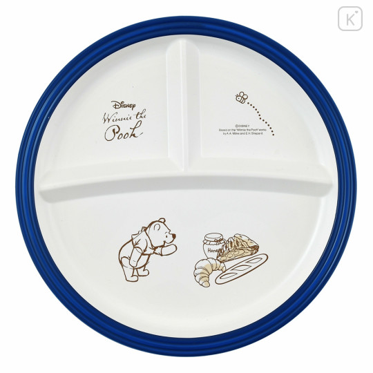 Japan Disney Store Plastic Plate - Winnie the Pooh / Edge Blue - 1