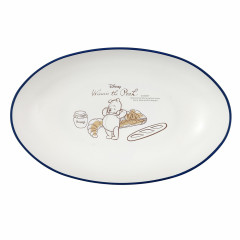 Japan Disney Store Plastic Oval Plate - Winnie the Pooh / Edge Blue