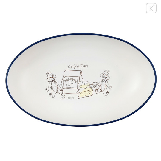 Japan Disney Store Plastic Oval Plate - Chip & Dale / Edge Blue - 1