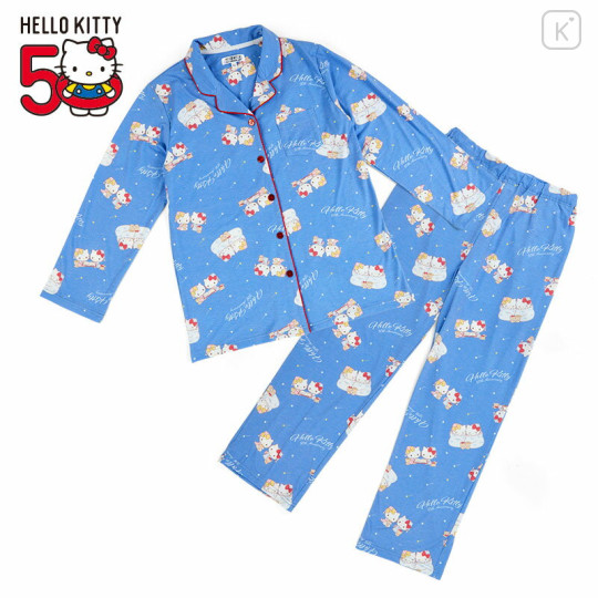 Japan Sanrio Shirt Pajamas (M) - Hello Kitty / 50th Anniversary Blue - 1