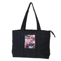 Japan Sanrio Quilted Tote Bag - Hello Kitty / 50th Anniversary Black