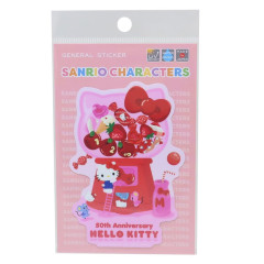 Japan Sanrio Vinyl Sticker - Hello Kitty / 50th Anniversary Gumball Machine