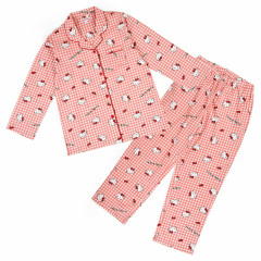 Japan Sanrio Gingham Shirt Pajamas (M) - Hello Kitty / Red