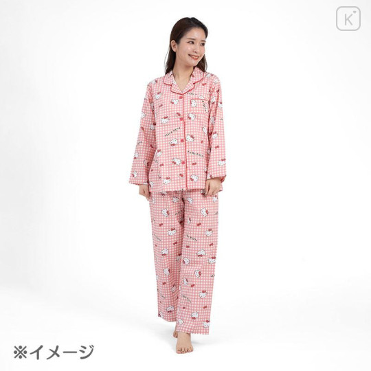 Japan Sanrio Gingham Shirt Pajamas (M) - Hello Kitty / Red - 5