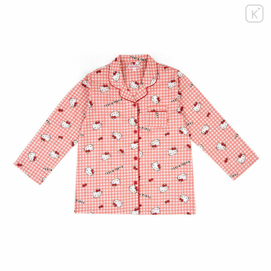 Japan Sanrio Gingham Shirt Pajamas (L) - Hello Kitty - 2