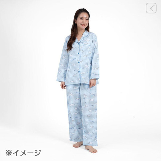 Japan Sanrio Gingham Shirt Pajamas (M) - Cinnamoroll / Blue - 5