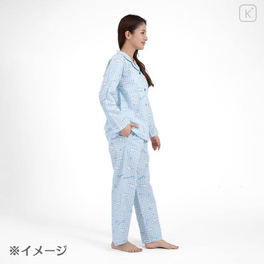 Japan Sanrio Gingham Shirt Pajamas (M) - Cinnamoroll / Blue - 6