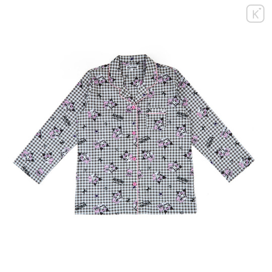 Japan Sanrio Gingham Shirt Pajamas (M) - Kuromi / Black - 2