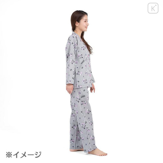 Japan Sanrio Gingham Shirt Pajamas (M) - Kuromi / Black - 6