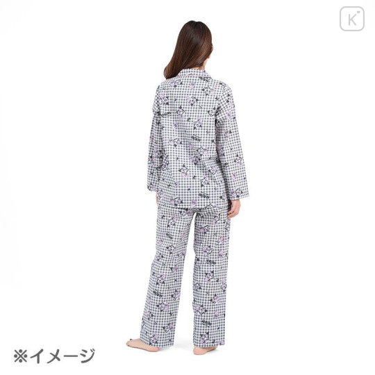 Japan Sanrio Gingham Shirt Pajamas (M) - Kuromi / Black - 7