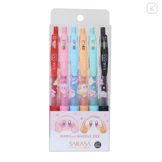 Japan Kirby Sarasa Clip Gel Pen 6pcs Set - Kirby & Waddle Dee - 1